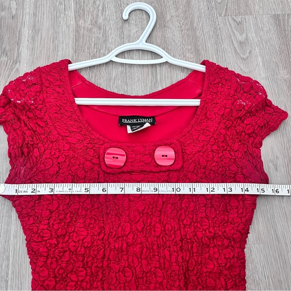 FRANK LYMAN Red Top with Lace Size 6 - Picture 3 of 6